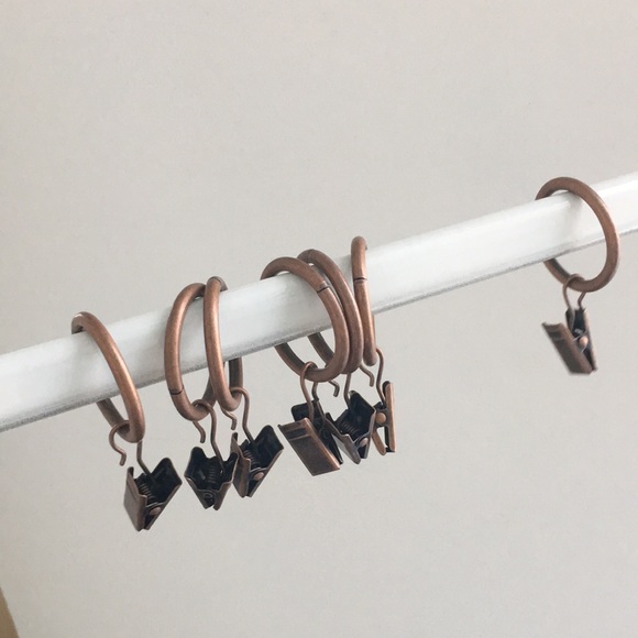 (12) set bronze browny metal matted 1” ring curtain rings with clips dra… - Picture 9 of 12